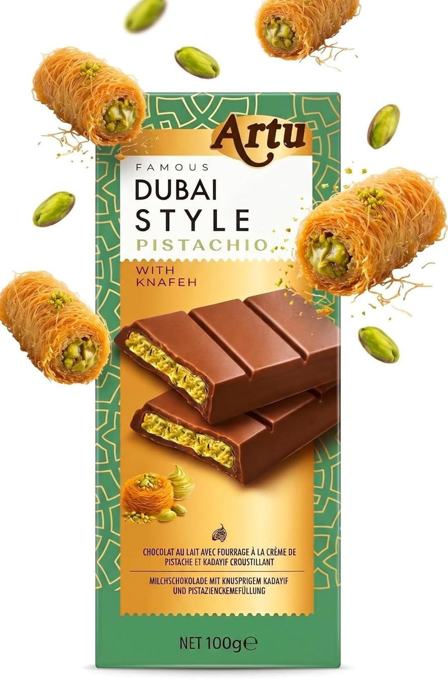 Chocolate estilo Dubái relleno de pistacho